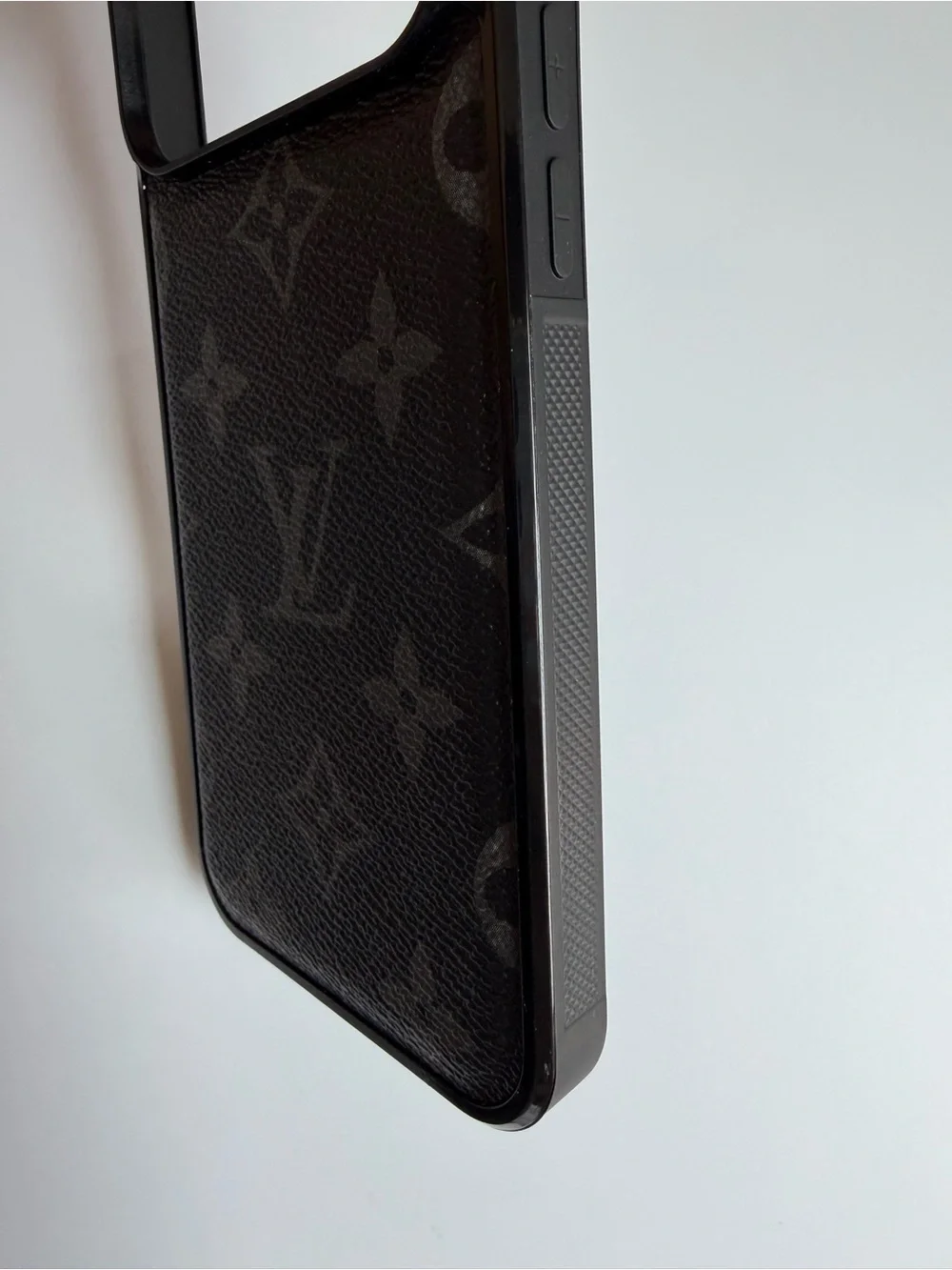 17 pro max  Black Monogram Phone Case - Luxury Leather Look